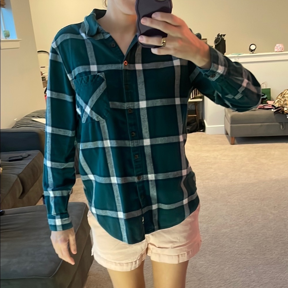 Garage Green Plaid Button-Up Shirt